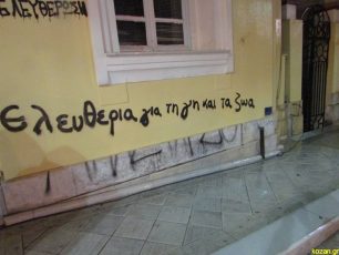 «Στόλισαν» καταλλήλως το Δημαρχείο Κοζάνης για να διαμαρτυρηθούν για την κακοποίηση των αδέσποτων
