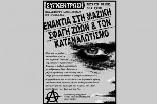 Αθήνα: Συγκέντρωση ενάντια στη μαζική σφαγή ζώων και τον καταναλωτισμό στις 28/12