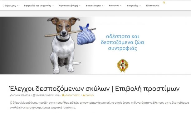 Σε ελέγχους στα οικόσιτα σκυλιά προχωράει ο Δήμος Μαραθώνας για να περιοριστεί ο αριθμός των αδέσποτων
