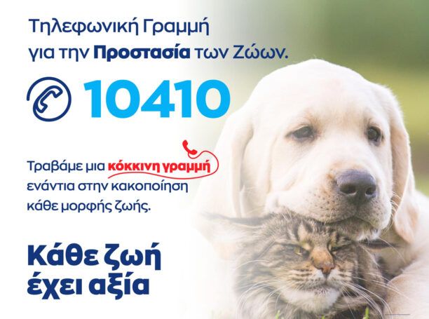 10410 το σποτ για τη γραμμή της ΕΛ.ΑΣ. για την προστασία των ζώων