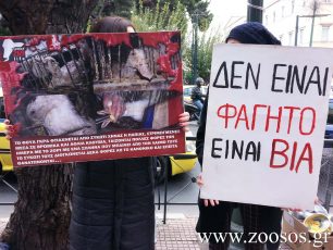 Διαμαρτυρία έξω από τη Γαλλική Πρεσβεία με στόχο τον τερματισμό παραγωγής του φουά γκρα