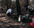 Έβαλαν νερό για τα ζώα τους δάσους που επέζησαν από την πυρκαγιά στον Υμηττό